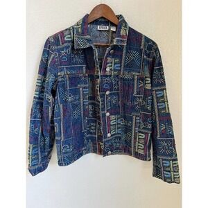 Chico’s Women’s Vintage Aztec Embroidered Beaded Jacket Sz 1